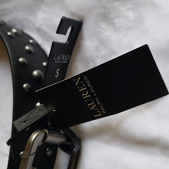Lauren Ralph Lauren Studded‎ Wide Leather Black Belt. Size small . main image 8